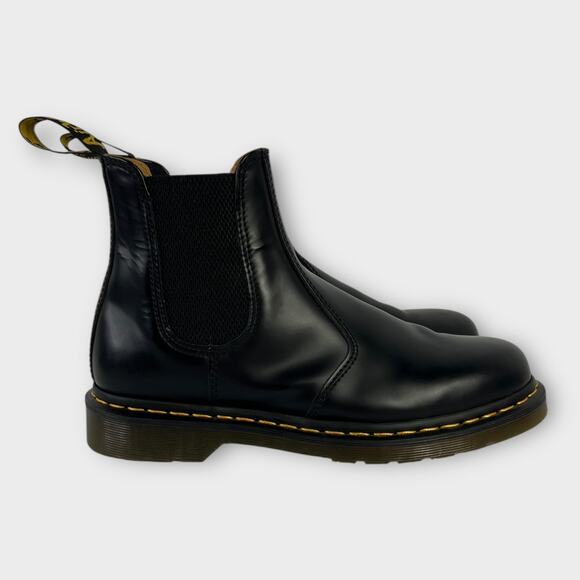 Dr. Martens 2976 Yellow Stitch Smooth Leather Chelsea Boots in Black Women's 10 - Picture 6 of 9